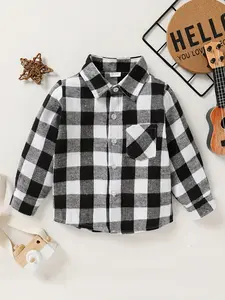 Baby Minimalist Checkered Long Sleeved Button Down Collar Shirt