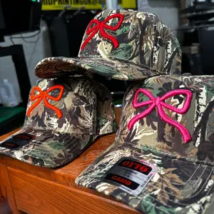 Camo Bow Embroidered Trucker Hat - Classic Design with Embroidered Detailing and Comfortable Fit Crappie Fishing Hat