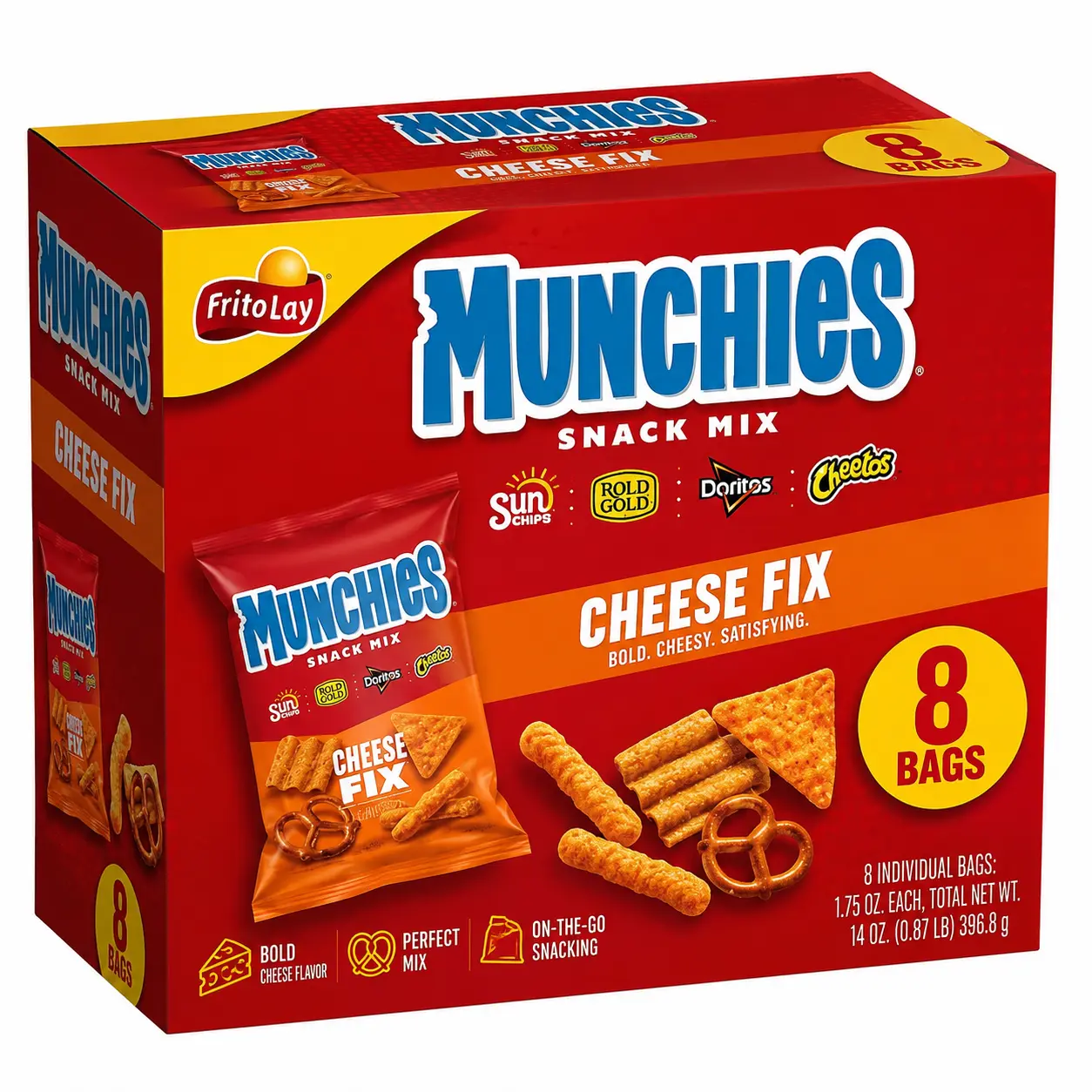 Cheesy Crunch Snack Mix Variety Box, 8 Individual Bags, 1.75 oz Each, Ready-to-Eat Snack Pack