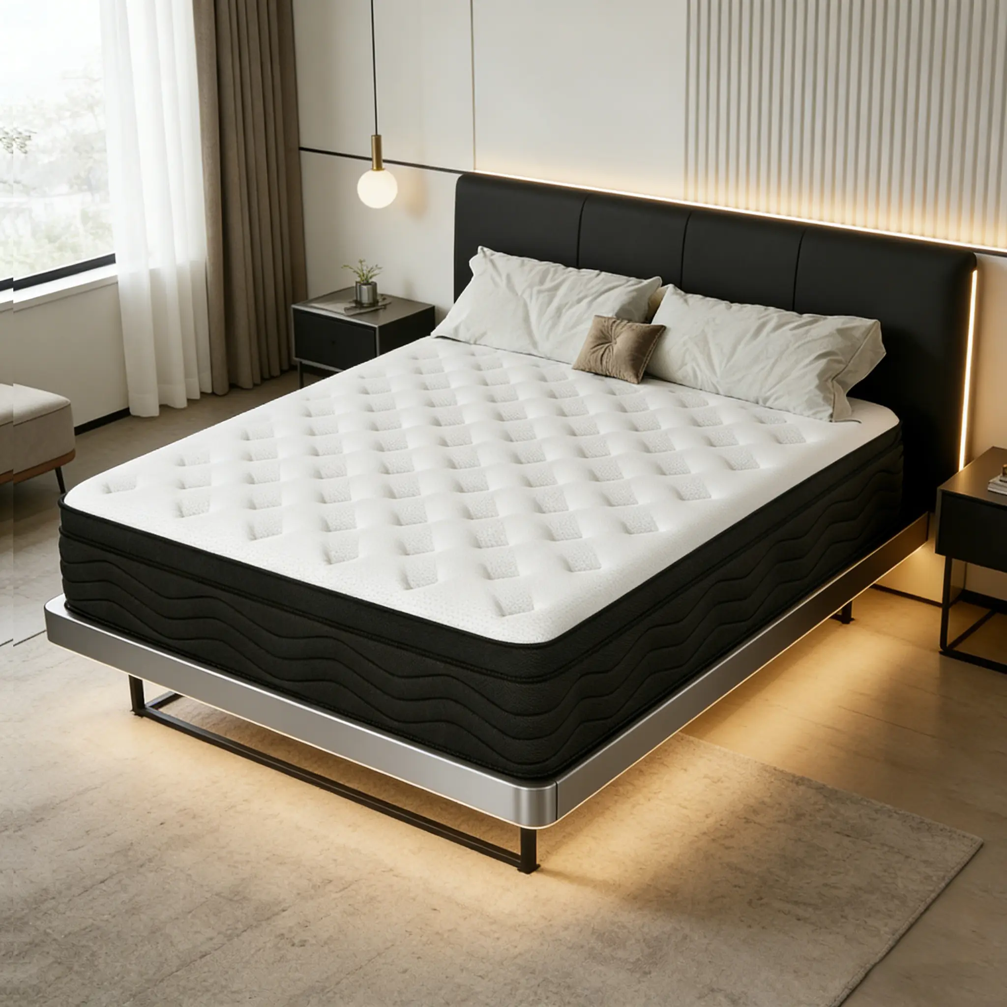 【LODEIJA】12 Inch Memory Mattress with Independent Springs, Provides Pressure Relief, Motion Isolation and Firm Edges, Medium Firm, Twin/Full/Queen/King Size,Fiberglass-Free