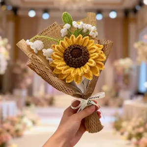 Crochet Sunflower Bouquet Handmade Eternal Flowers , Everlasting Elegance for Gifting & Home Decor, Perfect Gift for Mom, Valentine, Graduation & Home Styling