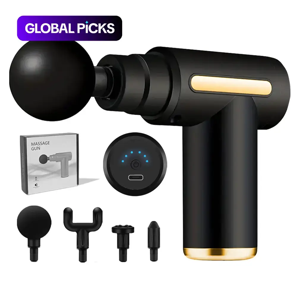 Electric Massage Machine with Replacement Heads, 1 Set Portable Handheld Muscle Massage Gun #GLOBAL PICKS