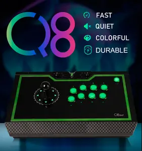 QANBA Q8-GR Silent Arcade Game Joystick with RGB Lighting Fast Quiet Colorful Durable for PC Gaming Enhance Your Setup