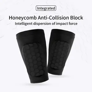 2 Pairs Honeycomb Shin Guards, Short Anti-Slip Calf Compression Socks with Honeycomb Padding, Football Shin Guards for Kids Teens Adults Outdoor Sports, Football Equipment