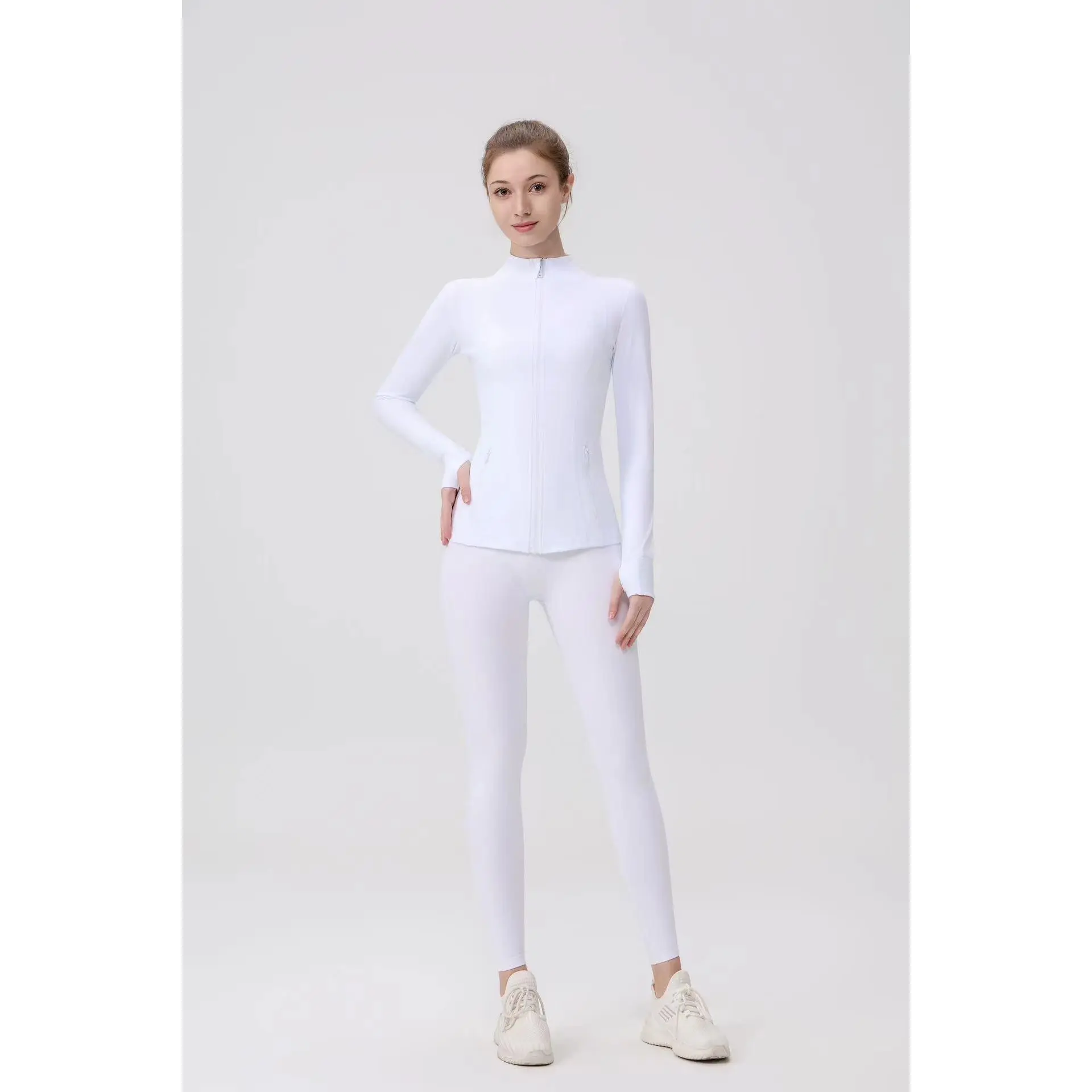 White yoga pants+jacket with original la