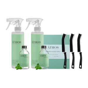 ÁTHOS Bathroom Bundle | Makes 8 Bottles | 2 Concentrates + 2 Reusable Bottles + Reusable Tools | Peppermint or Tea Tree Scent