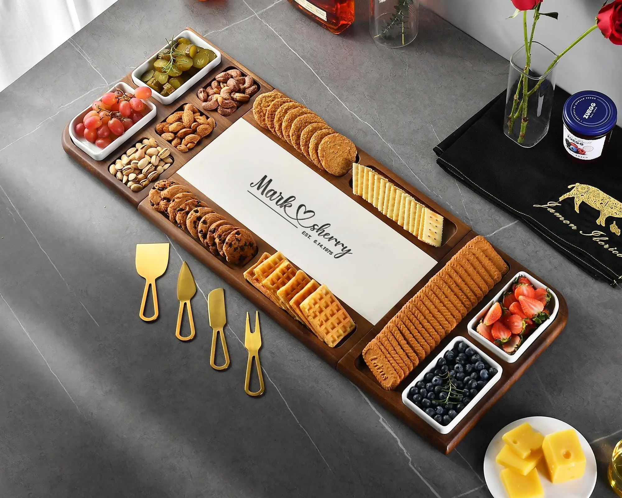 Realtor Closing Gifts Cheese Board, Custom Engraved Wood, Extra Large Charcuterie Board Personalized Gift for New Home, Unique Holiday Gift