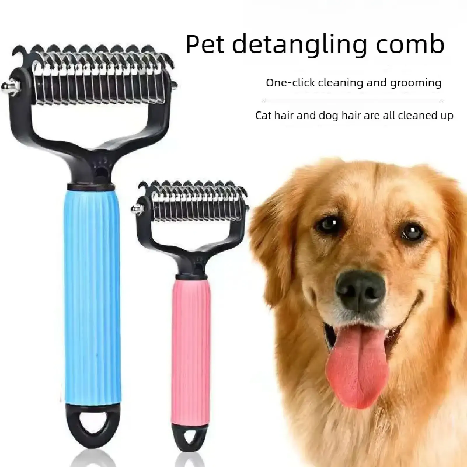 Dog Deshedding Brush - Universal Pet Grooming Comb, Stainless Steel Double-Sided Design, Postbath Finishing Tool, All Coat Types, Effective Matted Hair Tamer, Beauty/Hair Care & Daily Coat Maintenance Supplies, Detangling Comb