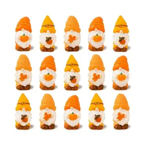 16 PCS Fall Mini Gnome Figurines – Autumn Thanksgiving Resin Gnomes for Garden Decor