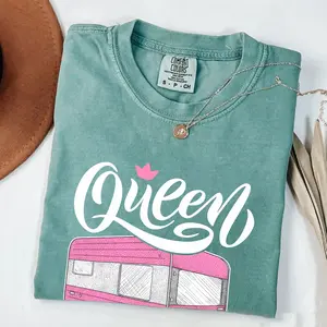 Comfort Colors Camper Queen RV Camping Shirt, Trailer Traveler Outdoor Gifts, Present Mom Family Campground, Comfort Colors Shirt