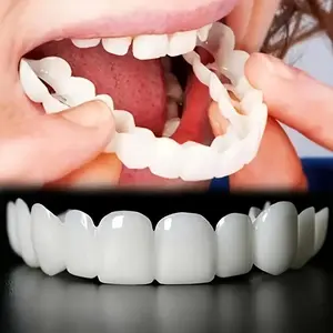 [3 Pairs] Cosmetic Dental Smile Covers - Temporary Natural White Dentures 1 Minute Vision Enhancement - Non-Medical Snap-On Veneers, Soft and Flexible to Fit Upper Teeth - Reusable Smile Covers Dental Outdoor Tools