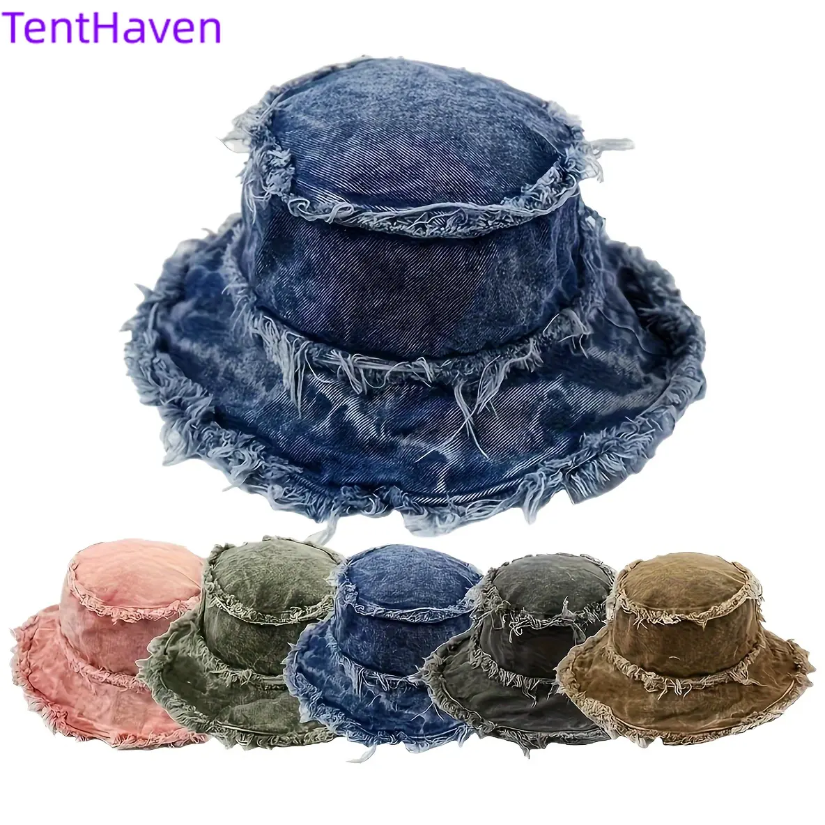 Vintage Washed Cotton Bucket Hat - Lightweight, Reversible & Distressed Unisex Sporty Chic Japanese Streetwear, All Seasons, Washed Distressed Craft, Adults, Casual, Double-Side Wear, Daily, All-Season Use, Female