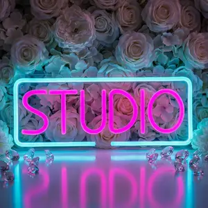 Studio Neon Light, USB Powered Wall-Mounted Glowing Letters, Music Studio, Bar, Bedroom, Party, Club, Garage, Home Decor, Home Decor Lighting, Neon Signs, Neon Lamps, Indoor Decorative Light, No Battery Required!