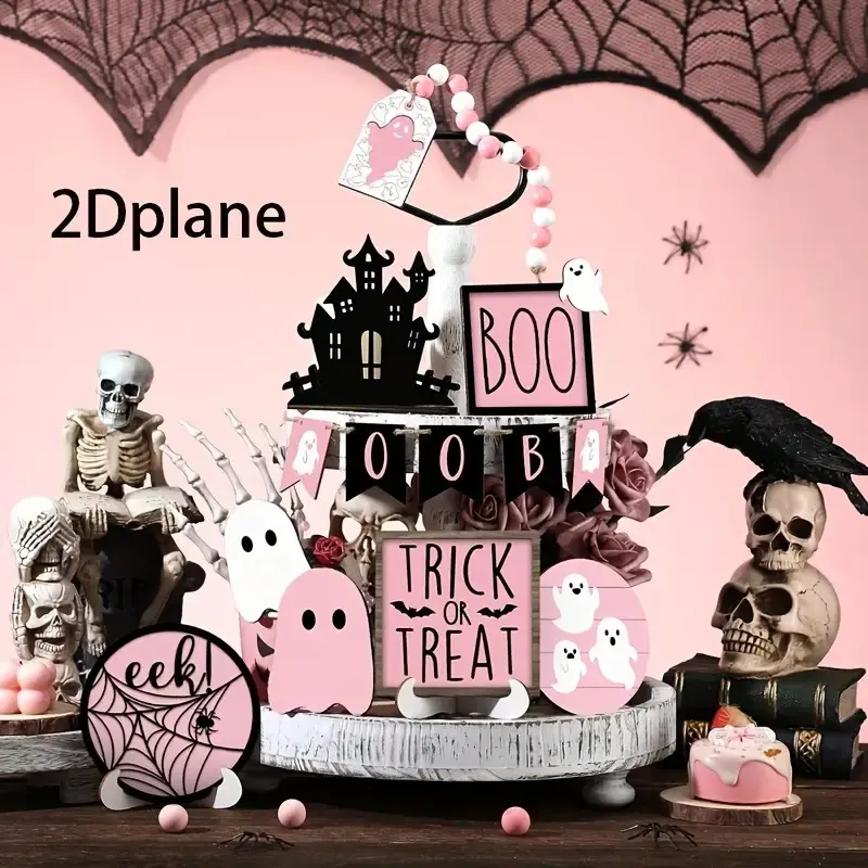13-Piece Decoration Set Cute Ghost Decoration Pink Halloween Divider Decoration Ornaments
