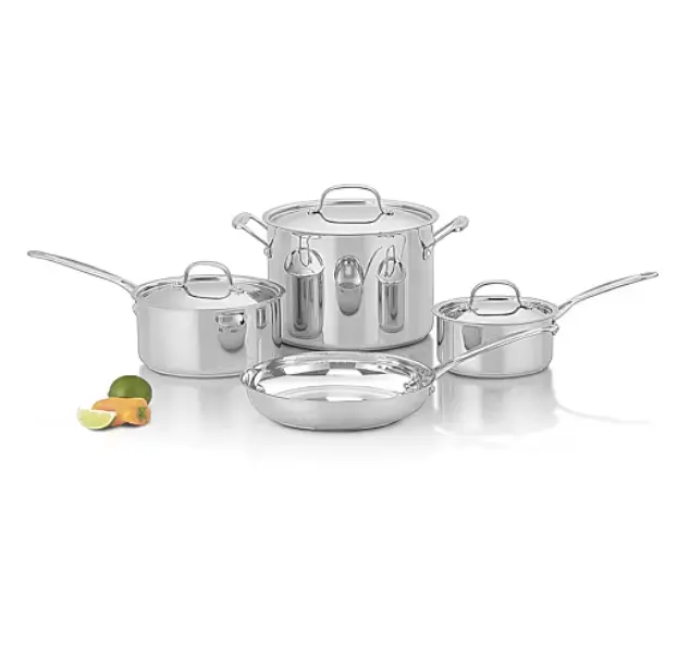 Cuisinart Chef's 7-Piece Stainless Steel Cookware Set, Pots and Pans Set with Saucepans, Skillet & Stockpot, Professional Kitchen Cookware, Durable Stainless Steel Construction, Easy Everyday Cooking