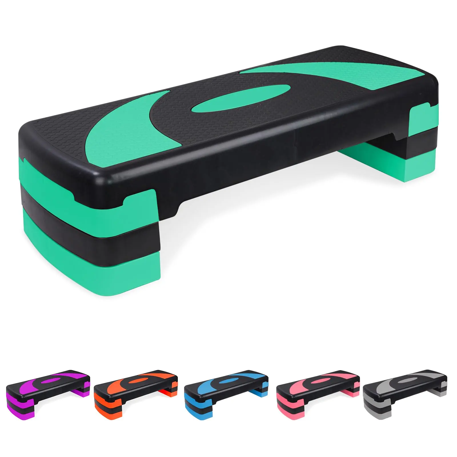 31" Aerobic Exercise Step Platform, Home & Gym Workout Stepper, Step Platform for Step Up with 4” 6” 8” Adjustable Height Risers