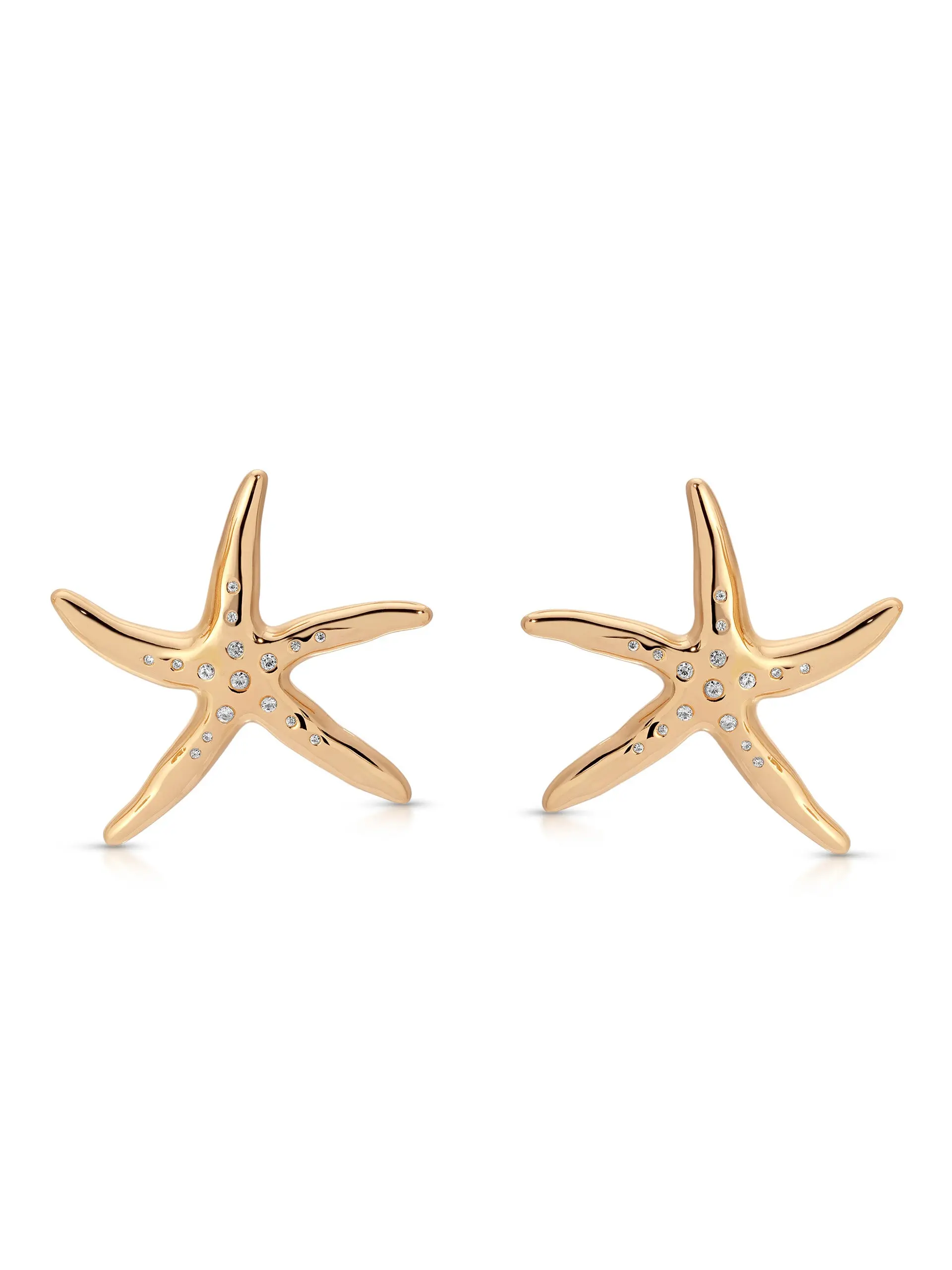 Starfish Luxe Earrings – 18K Gold Plated Cubic Zirconia Ocean Statement Earrings for Women, Sparkling Sea-Inspired Drop Jewelry