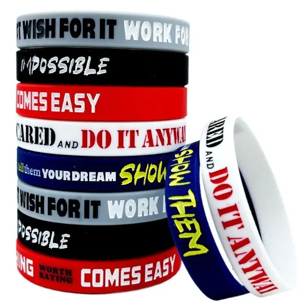 Unisex Motivational Silicone Wristbands - 10PCS, 8" Long, Inspirational Messages, Waterproof Comfortable Straps, Sports Accessories, Birthday/Stocking Filler, Crafted with Soft and Lightweight Silicone, Achieve Your Goals