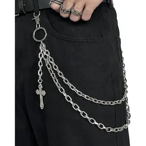 Biker Pants Chain & Wallet Chain for Men & Women – Double Layer Hip Hop Gothic Rapper Style Accessory for Jeans, Pocket, Belt