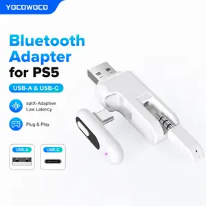 YOCOWOCO USB-C Bluetooth Adapter for PS5, 2-in-1 USB-A Bluetooth Audio Adapter with aptX-Adaptive & Low Latency, Wireless Audio Transmitter to Connect Bluetooth Headphones & Earbuds