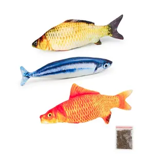 Catnip Fish Toys, Animal Print Cat Plush Toys, 3D Printing Designed Realistic Fish-shaped Fluffy Interactive Toys for Indoor Cats Kittens