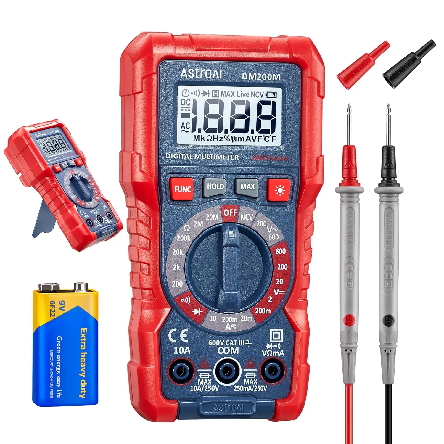 AstroAI TRMS 2000-Count Digital Multimeter Voltage Tester (DM200M) - Volt Meters and Multimeters with DC Circuit Tester, NCV Detector for Fast AC/DC Voltage, Current, Resistance, Diode, Continuity Testing