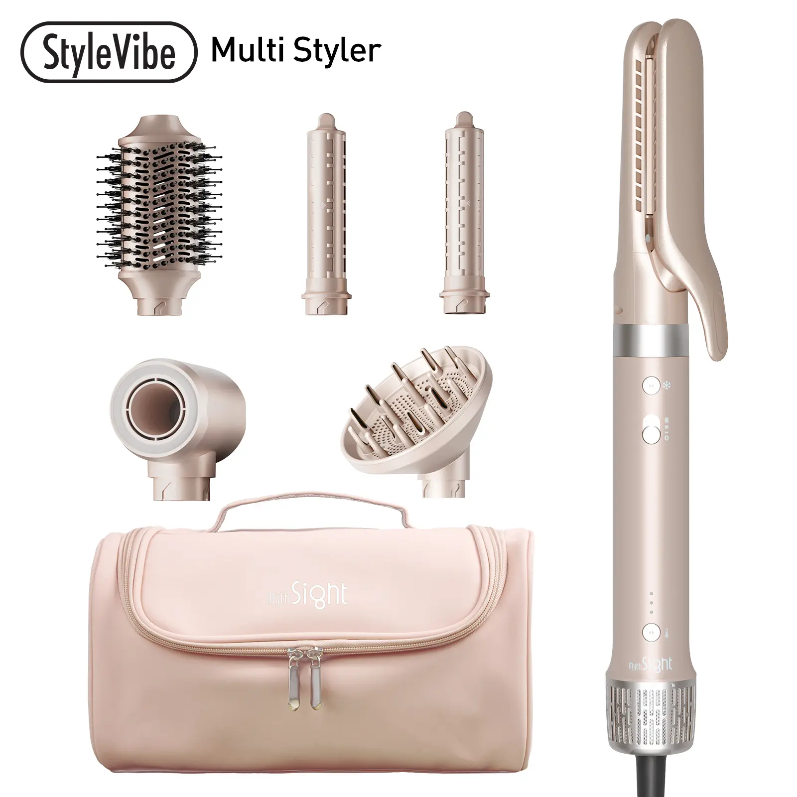 StyleVibe 6-in-1 Multi Hot Air Styler, Salon Blowouts, Defined Curls, Volume Boost & Frizz-Free Straightening, High-Speed Dryer, Auto Wrap Curlers, Hair Straightener, Thermal Brush Blowout Tool, Travel Bag, Ideal Women Gift