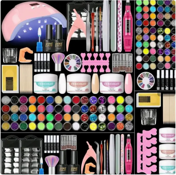 42-Color Gel Polish Nails Kit Set, Chip-Free 21-Day Wear Soak-Off Gel with Glitter Shades, Includes Manicure Tools for DIY Home Nails