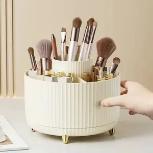 360° Rotating Makeup Brush Holder Organizer Multicolour 5 Slot Makeup Brushes Cup for Cosmetics Nail Polish Bathroom Vanity Desktop Organizer Boxes