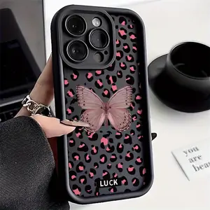 Leopard Butterfly Pattern Phone case for iPhone 16 Pro Max 15 Plus 14 13 12 11 XR XS Full Body Protection Anti-Scratch PC Smartphone Cover
