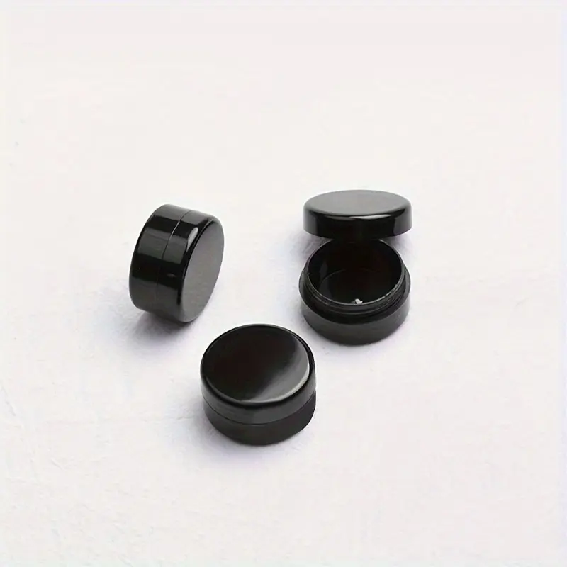 10pcs, 3g Mini Black Cosmetic Cream Jars with Lids, Refillable Design, Portable Travel Sample Containers, Pure Black PS Plastic Pot for Eye Cream, Ointment, Makeup Subpackage Bottles, Storage Bottle