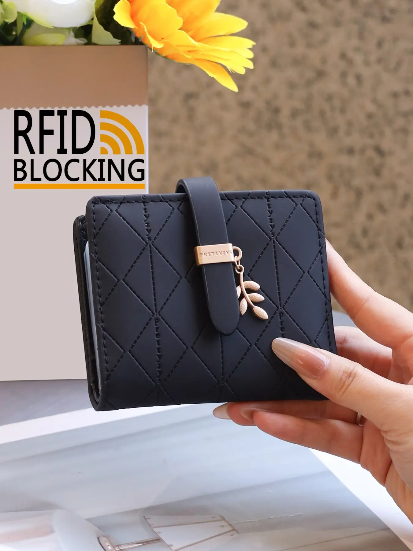 Rfid Anti-Magnetic Wallet, Rfid Blocking Wallet, 20 Card Slots Leaf Pendant Organizer, ID Card Holder, Travel Essentials, Gift for Friends and Family
