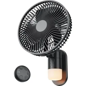 10 Inch Wall Mount Fan with Light and Remote Control - 90? Oscillating RV Fan, 4 Speeds Quiet , 180? Manual Tilt, Timer Setting for Bedroom, Dorm,  Office, Small Spaces