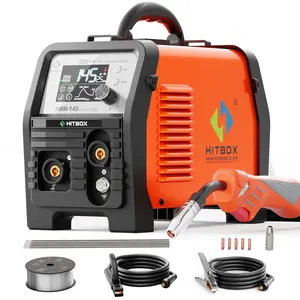 4-in-1 MIG Welder 110V/220V Dual Voltage, 145A Flux Core Welder Gasless, Lift TIG, MMA Stick, Spool Gun Ready, Large LED Digital Display Welding Machine stick welding Carbon Steel Arc Welding Rods welding kit Portable Multiprocess Welder metal  work tools