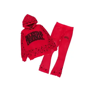 Peril Red Pearl Stone Hoodie Stacked Flare Track Set