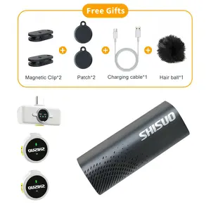 SHISUO M6 Dual Wireless Lavalier Microphone with Noise Reduction Magnetic Mini Mic for iOS /Type-C Live Broadcast Audio /Streaming Equipment /Chargeable Smartphone