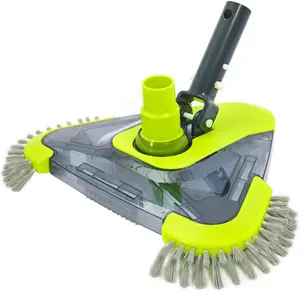 Upgraded Pool Vacuum Head with Side Brush & Universal Rotatable Hose Adapter, Weighted Triangular Shape Safe for Vinyl Liner Pools