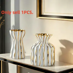 1 Count High-End Minimalist Concave-Convex Curved Ceramic Vase, Floral Flower Arrangement Vase for Office Desktop, Living Room and TV Cabinet, Home Decor Vase, Flower Arrangement Decoration, Home Decorative Vase, Ceramic Bouquet Vase, Modern Ceramic Vase