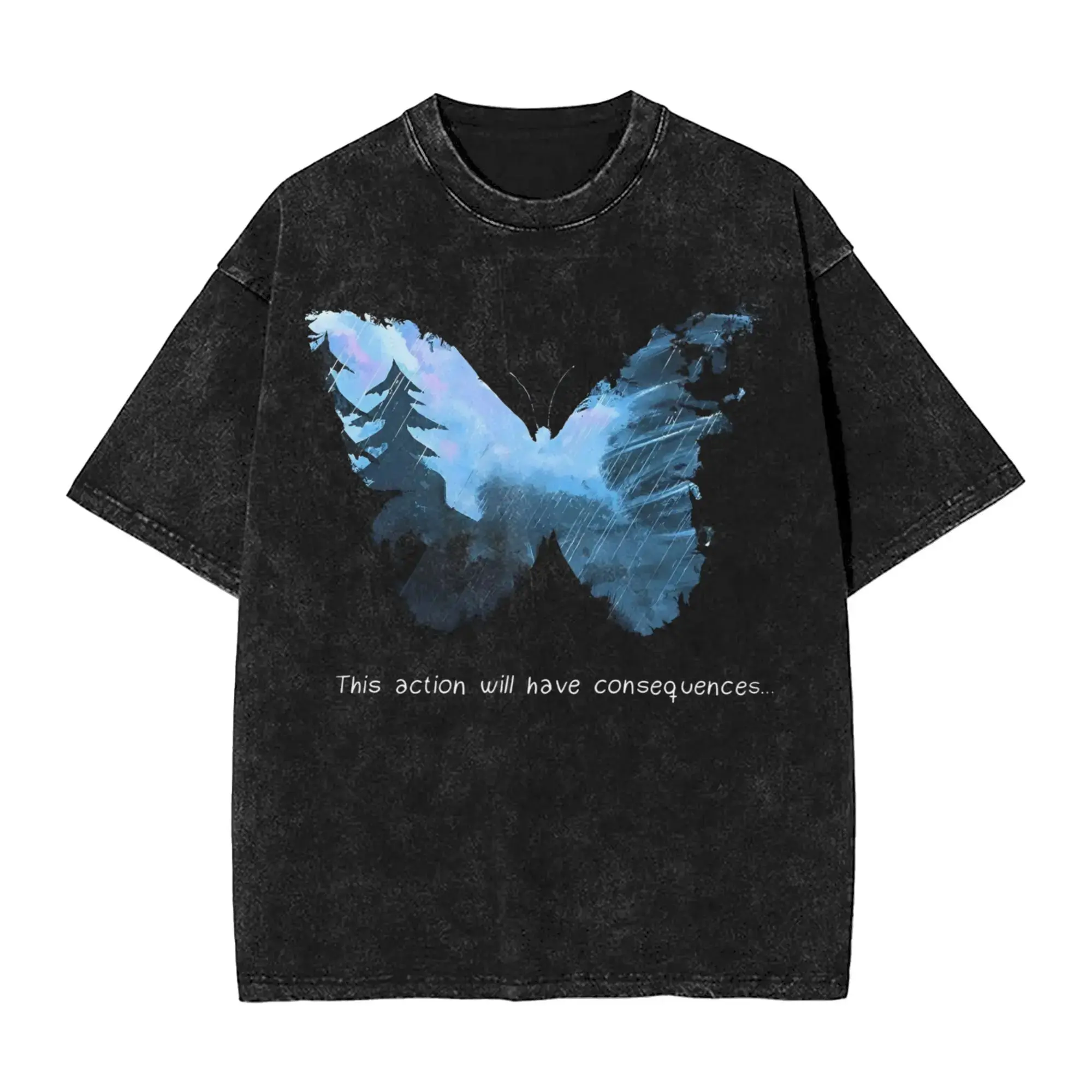 Life Is Strange Butterfly Effect Oversized Graphic Tee Vintage Acid Wash T Shirt Y2K Streetwear Gym Pump Cover This Action Will Have Consequences Gaming Merch Tiktok Finds Trendy Dark Aesthetic Workout Fit Casual Top Mens Heavy Cotton