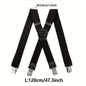 1/2 Pieces Heavy Duty Suspenders Men's Work Outdoor Hunting Motorcycle Skiing, 1.5 Inches Wide X-back 4 Strong Clamp, Adjustable Elastic Men's Suspenders Sets