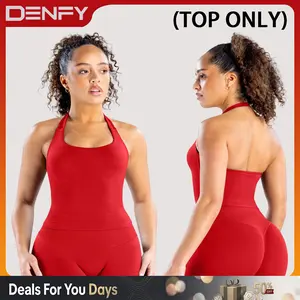 DENFY Impact Halter Top Fitness Gymwear Women's Tank Tops Workout Sports Vest Seamless Yoga Backless Tanks Gym Sportswear Activewear Athletic Athletic Training Apparel