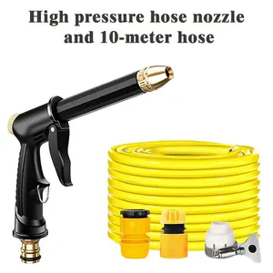 High pressure hose nozzle - Upgraded Garden Hose Sprayer - Car Wash Water Gun with Booster Nozzle, power washer hose attachment for Patio Cleaning, Plant Watering & Pet Washing, Comes with a 10-Meter Long Hose