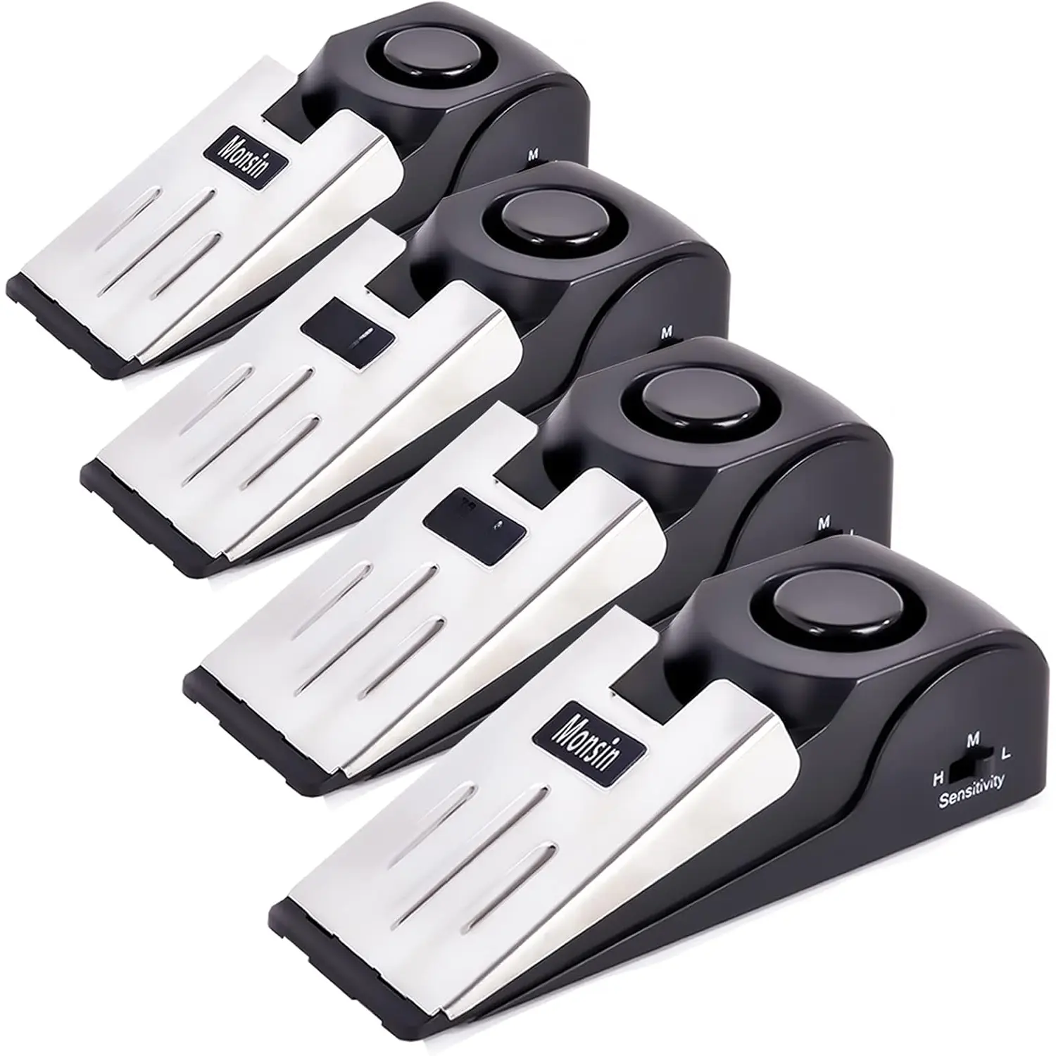Door Stop Alarm, Door Stopper with 120DB Security Alarm, Floor Wedge Doorstop for Travel Apartment Home House (Pack of 4)
