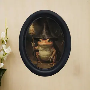 Halloween Night Frog Holding Torch Art Print, Home & Office Wall Decor, Festive Decor, Perfect Room Decoration, Holiday Theme, 2D Flat Design, Artwork