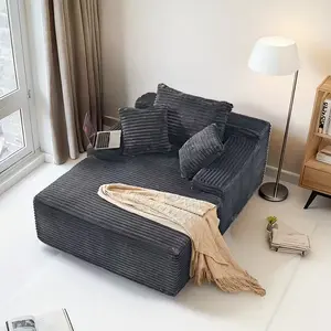 67 Inch Chaise Lounge Chair Indoor, Oversized Corduroy Upholstered Boneless Sofa Bed, Deep Seat Sleeper Couch Reading Chairs Cloud Sofas Couches for Living Room Bedroom, No Assembly Required