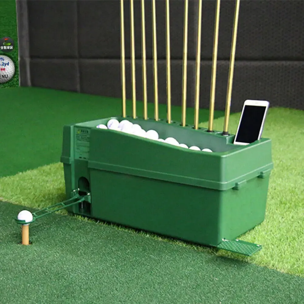 Automatic Golf Ball Dispenser Returns No Electricity Required for Golf Training with 9 Club Holes & Phone Box for Swing Recording trainer aid Practice