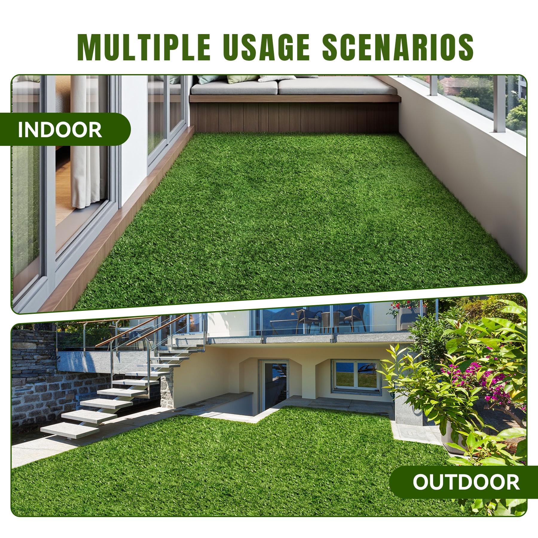 Premium 8mm Thick Artificial Grass Turf, 63000-Density Field Green Synthetic Lawn with PP+SBR Latex Backing, Easy-to-Cut Mat (3x5ft to 7x15ft Sizes) for Patio, Garden, Pet Area