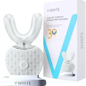 Sani White Ultrasonic Toothbrush, Ortho Sparkle Sonic Glow Brush, 360 Brite Toothbrush Adult U Shaped Ultrasonic Tooth Cleaner Teeth Whitening Light Electric Automatic Hands Free