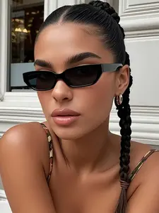 Vintage Small Frame Rectangular Sunglasses Unisex Classic Fashion Design Lightweight Versatile Face-Slimming Summer Essential Vintage Trendy Sunglasses Rectangle Classic Sunglasses