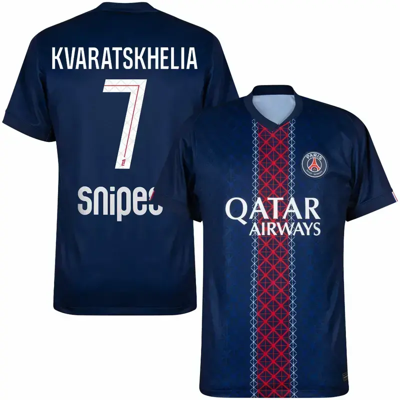 Unisex Soccer/Football PSG Ligue 1 Club Kvaratskhelia 7 Champions League 2025/26 Home/Away Replica Jersey